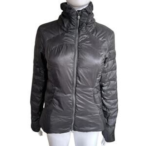 Lululemon Downtown Puffy Jacket Womens Small 650 Fill Down Black Quilted Zip
